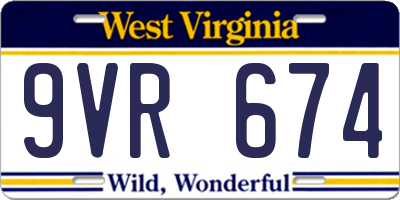 WV license plate 9VR674