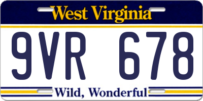 WV license plate 9VR678