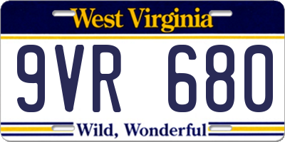 WV license plate 9VR680
