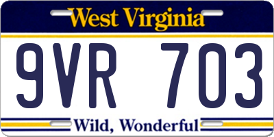 WV license plate 9VR703