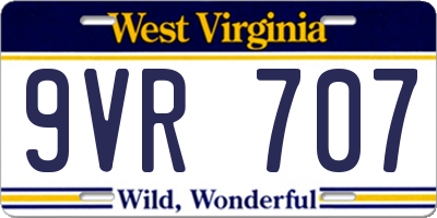 WV license plate 9VR707