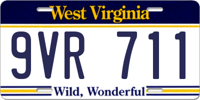 WV license plate 9VR711