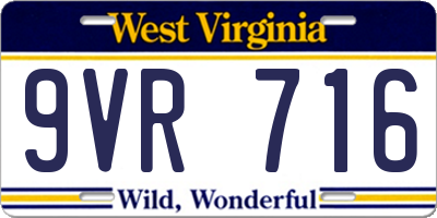 WV license plate 9VR716