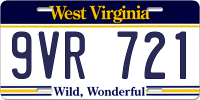 WV license plate 9VR721