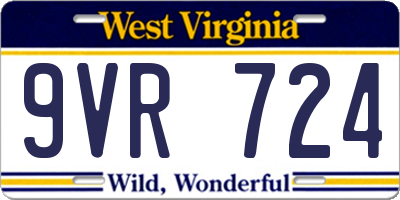 WV license plate 9VR724