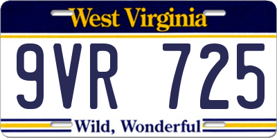WV license plate 9VR725
