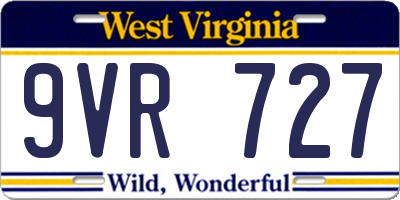 WV license plate 9VR727