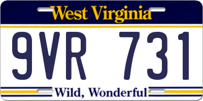 WV license plate 9VR731