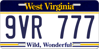 WV license plate 9VR777
