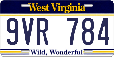 WV license plate 9VR784