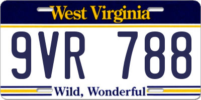 WV license plate 9VR788