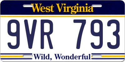WV license plate 9VR793