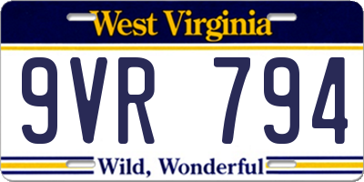 WV license plate 9VR794