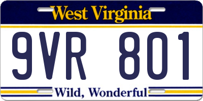 WV license plate 9VR801