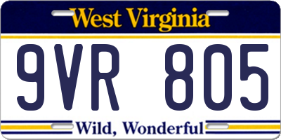 WV license plate 9VR805