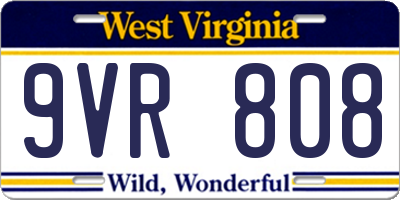 WV license plate 9VR808