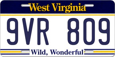 WV license plate 9VR809