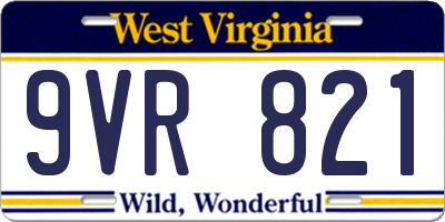 WV license plate 9VR821