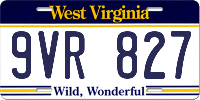 WV license plate 9VR827