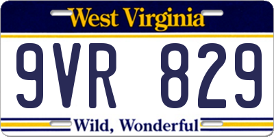 WV license plate 9VR829