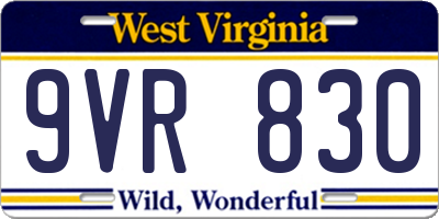 WV license plate 9VR830
