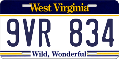 WV license plate 9VR834