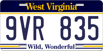 WV license plate 9VR835