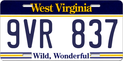 WV license plate 9VR837