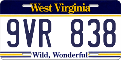 WV license plate 9VR838