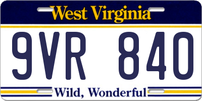 WV license plate 9VR840