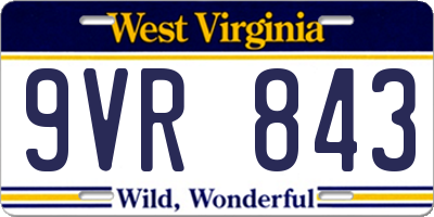 WV license plate 9VR843