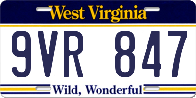 WV license plate 9VR847