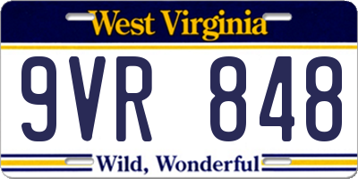 WV license plate 9VR848