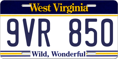 WV license plate 9VR850
