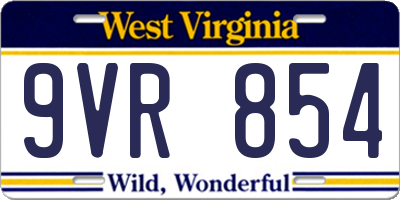 WV license plate 9VR854