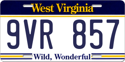 WV license plate 9VR857