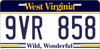 WV license plate 9VR858
