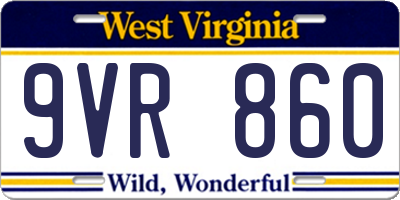 WV license plate 9VR860
