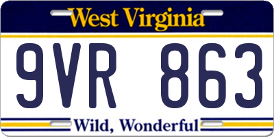 WV license plate 9VR863