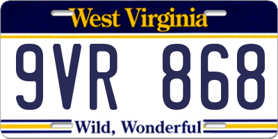 WV license plate 9VR868