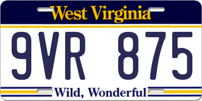 WV license plate 9VR875