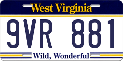 WV license plate 9VR881