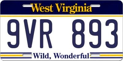WV license plate 9VR893