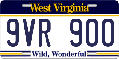 WV license plate 9VR900