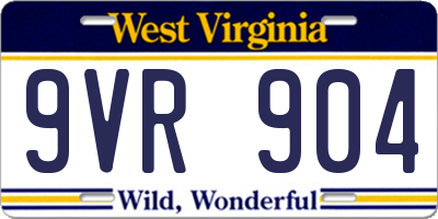 WV license plate 9VR904