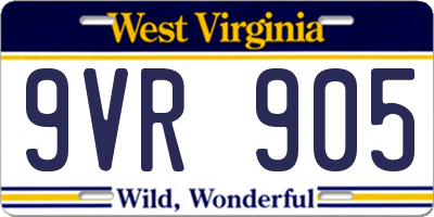 WV license plate 9VR905