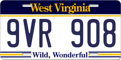 WV license plate 9VR908