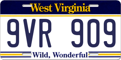 WV license plate 9VR909