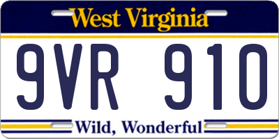 WV license plate 9VR910