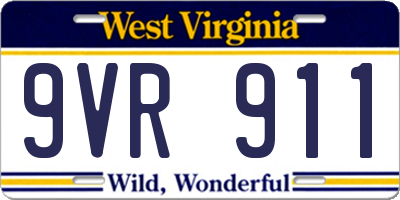 WV license plate 9VR911
